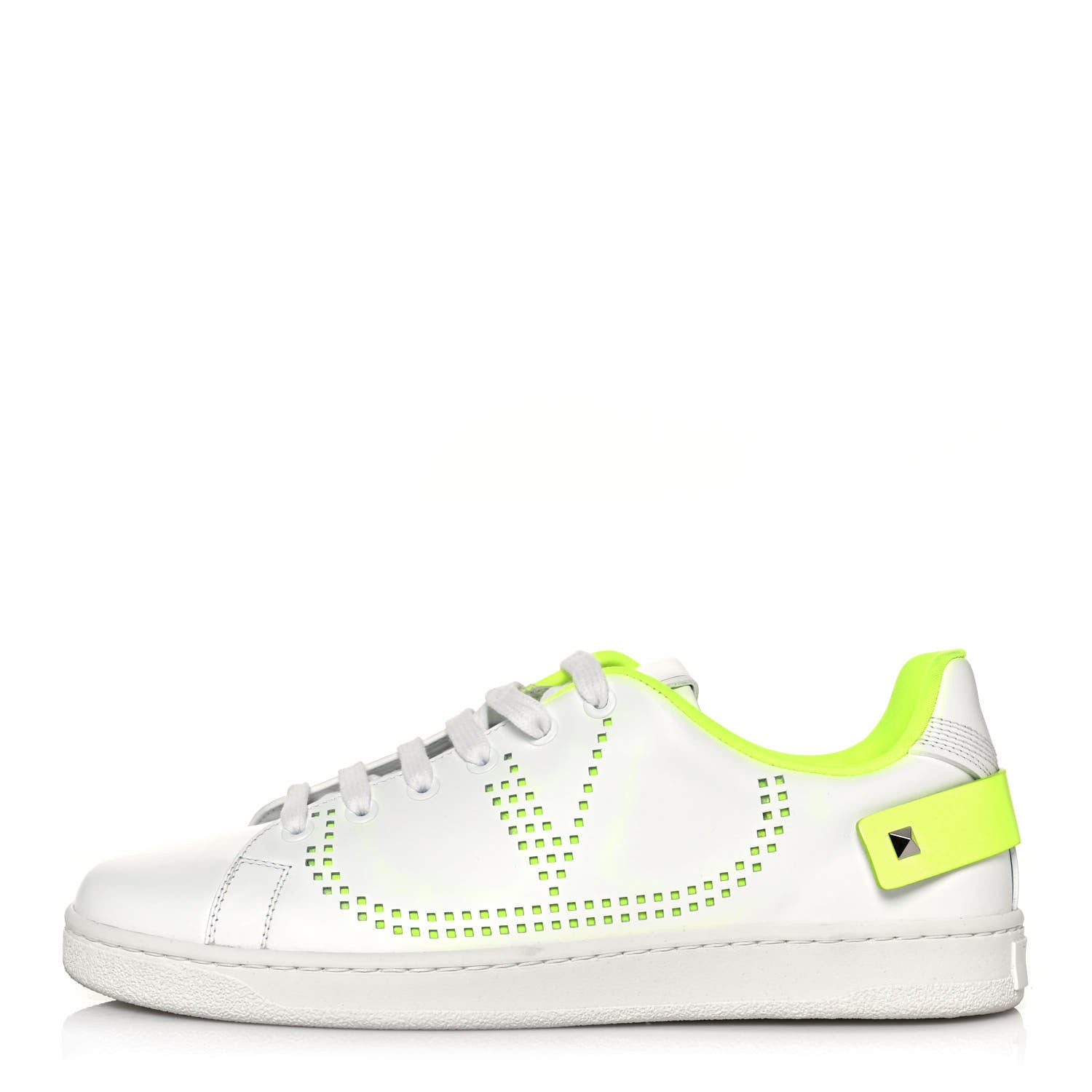 Valentino Garavani Calfskin Womens Backnet Sneakers 38.5 White Fluo Green 1 of 8