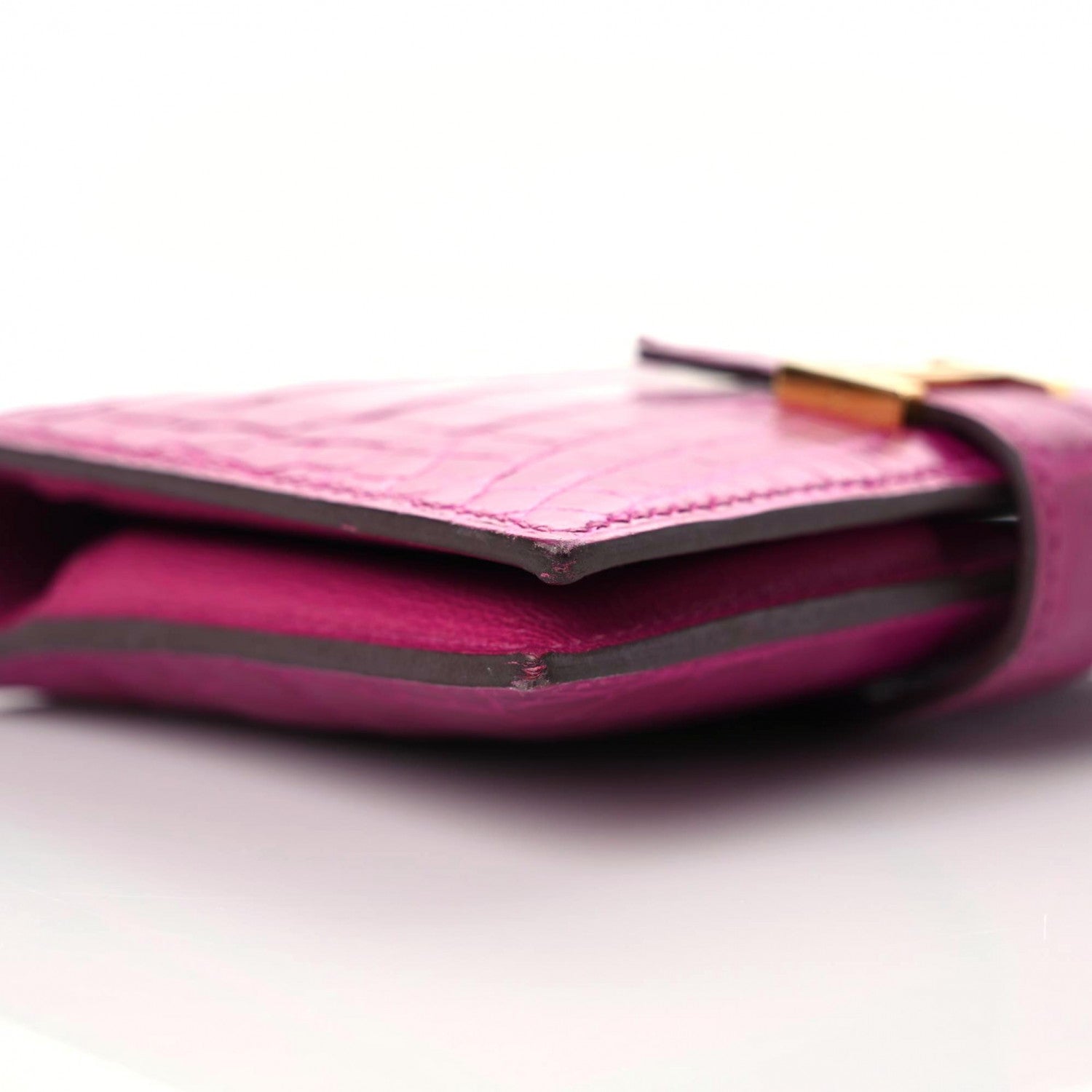 Hermes Matte Alligator Bearn Compact Wallet Rose Scheherazade 8 of 19
