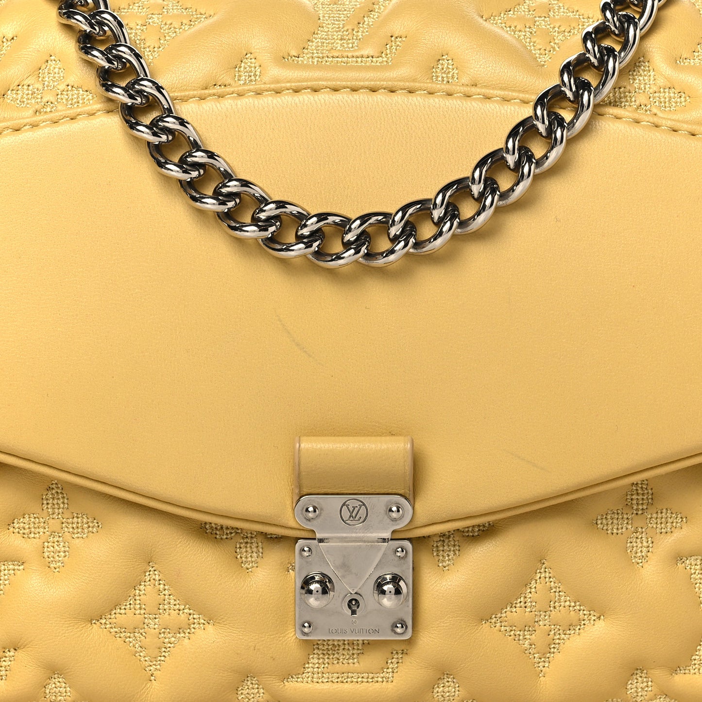 Lambskin Mama Broderie Pochette Jaune Pale