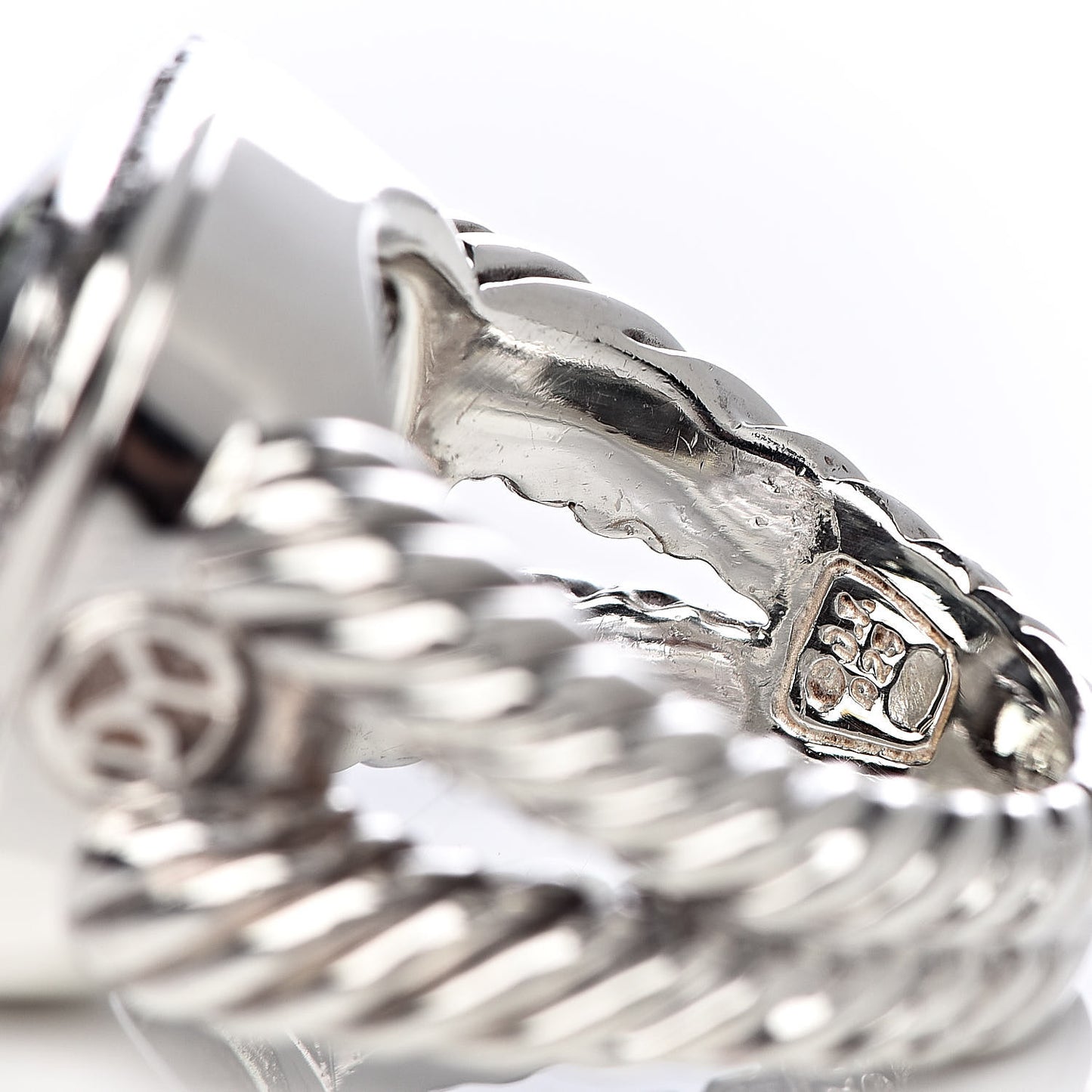 Sterling Silver Diamond Prasiolite 14mm Albion Ring 54 7