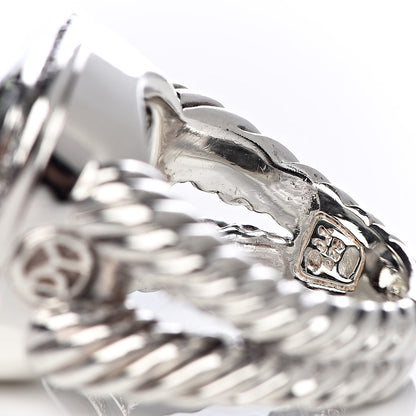 David Yurman Sterling Silver Diamond Prasiolite 14mm Albion Ring 54 7 5 of 5