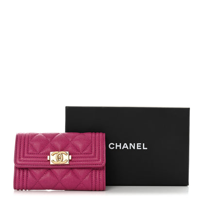 Chanel Caviar Quilted Boy Card Holder Wallet Fuchsia 9 of 9