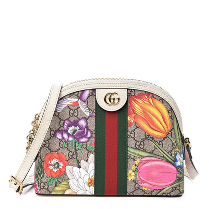 Gucci GG Supreme Monogram Flora Web GG Small Ophidia Dome Shoulder Bag White 1 of 12