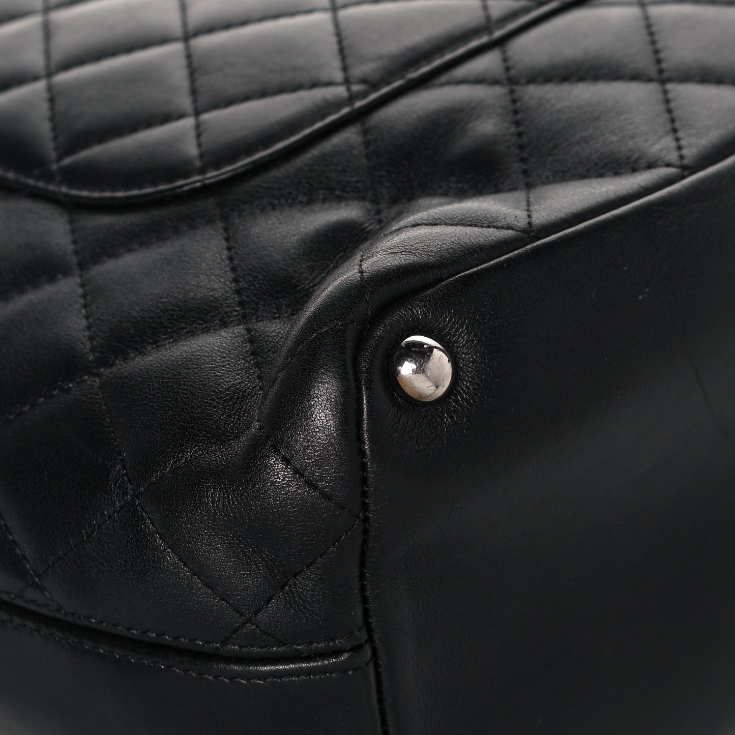 Calfskin Quilted Medium Cambon Tote Black White