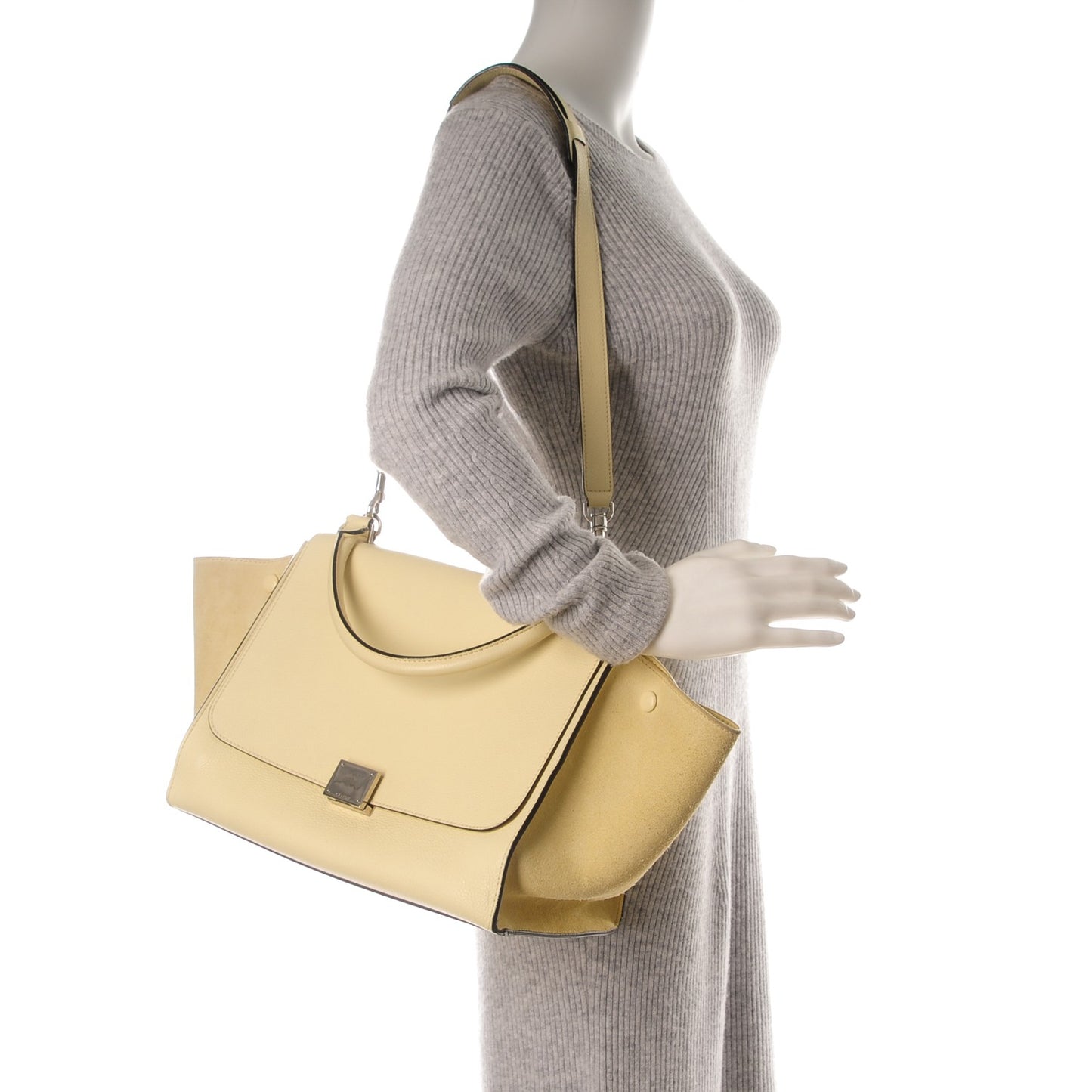 Drummed Calfskin Suede Medium Trapeze Butter