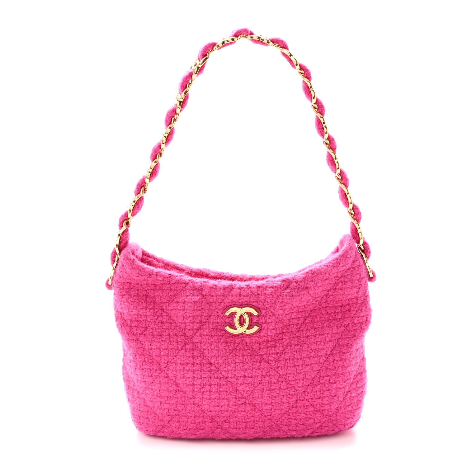 Chanel Cashmere Tweed Quilted CC Links Hobo Fuchsia 1 of 10