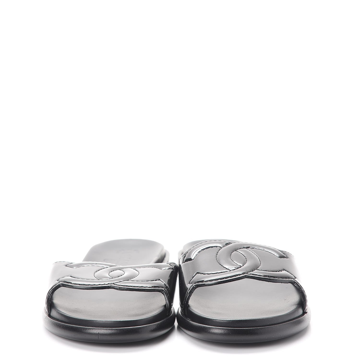 Chanel Patent Calfskin CC Slip On Mules 38.5 Black 2 of 9