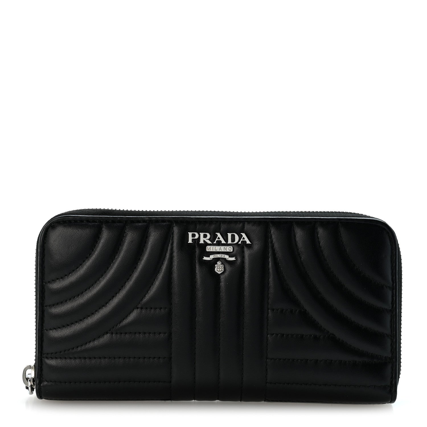 Prada Soft Calfskin Diagramme Zip Around Wallet Black 1 of 9