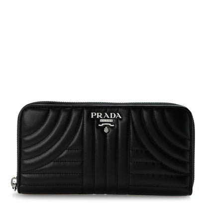 Prada Soft Calfskin Diagramme Zip Around Wallet Black 1 of 9