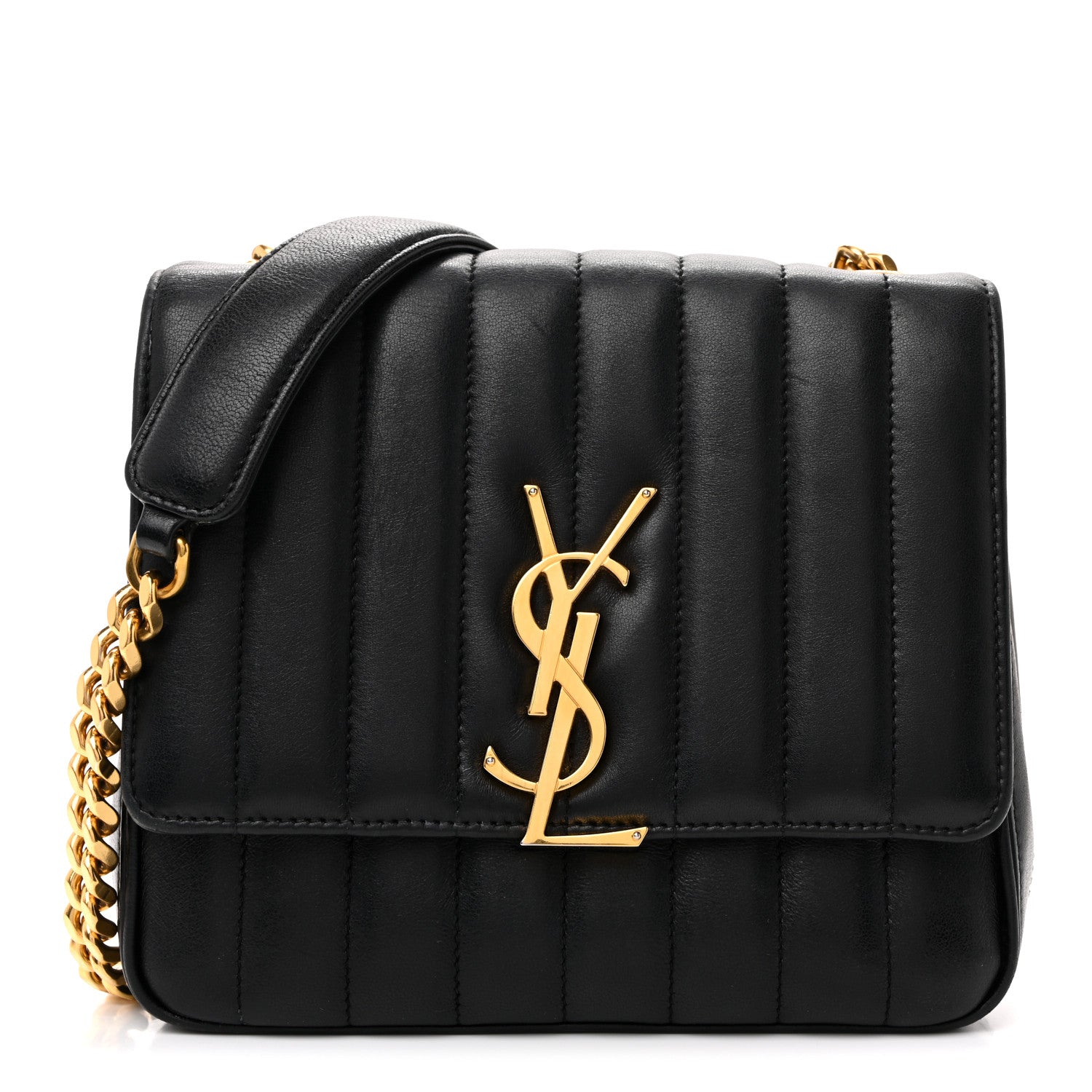 Saint Laurent Lambskin Matelasse Monogram Medium Vicky Chain Bag Black 1 of 9