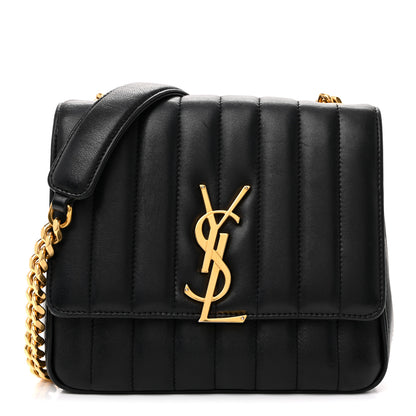 Saint Laurent Lambskin Matelasse Monogram Medium Vicky Chain Bag Black 1 of 9
