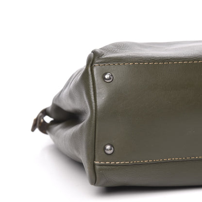 Fendi Vitello Saddle Cuoio Romano Selleria Large Peekaboo Iconic Satchel Olive 9 of 13