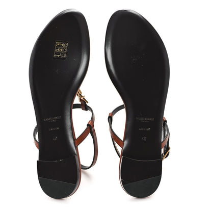 Saint Laurent Calfskin Maine Cassandra Monogram 05 Sandals 40 New Papaya 6 of 10