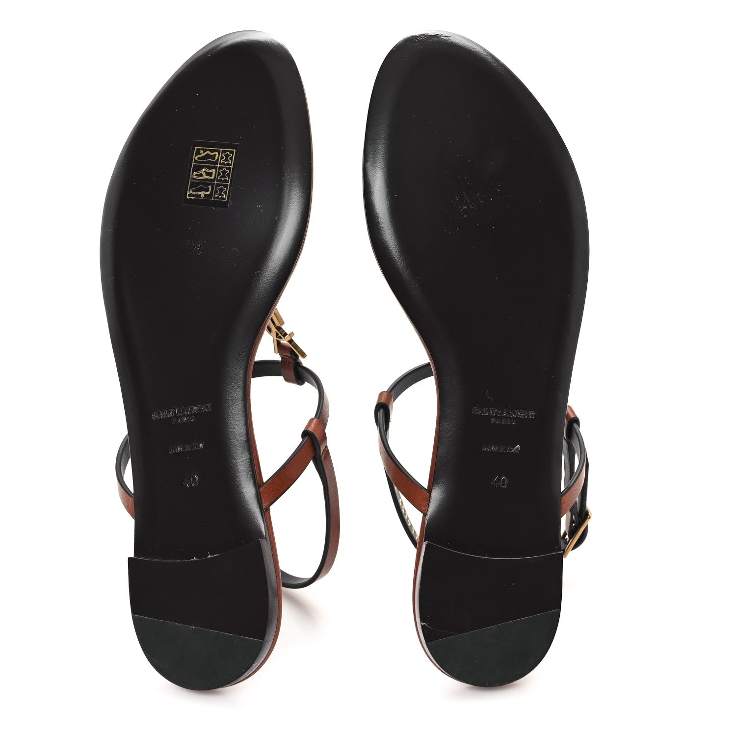 Saint Laurent Calfskin Maine Cassandra Monogram 05 Sandals 40 New Papaya 6 of 10