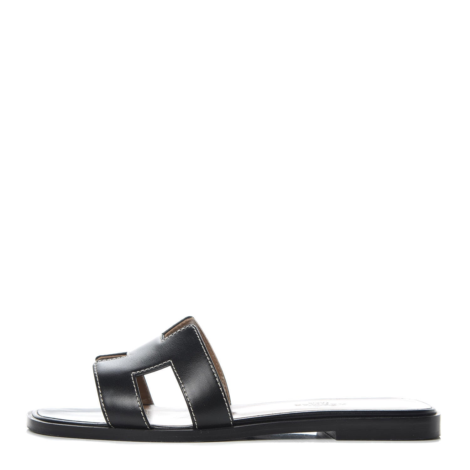 Hermes Box Calfskin Oran Sandals 35 Black 1 of 12