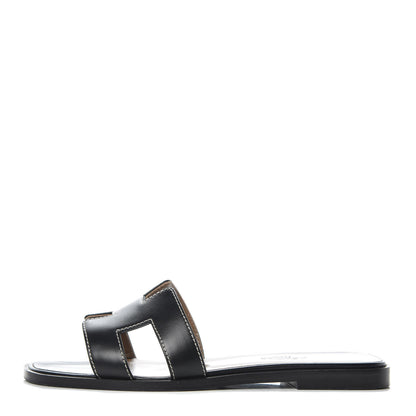 Hermes Box Calfskin Oran Sandals 35 Black 1 of 12