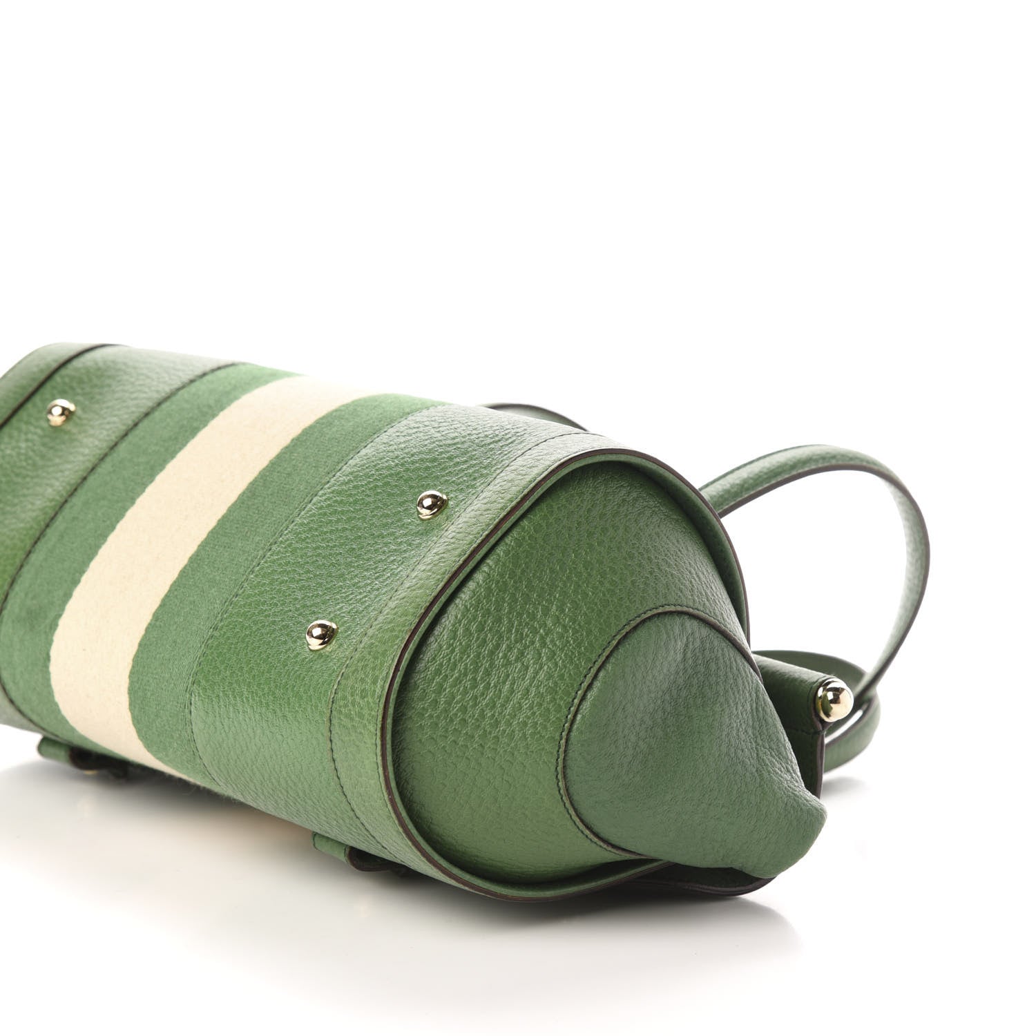 Gucci Calfskin Web Bamboo Bullet Satchel Green 10 of 13