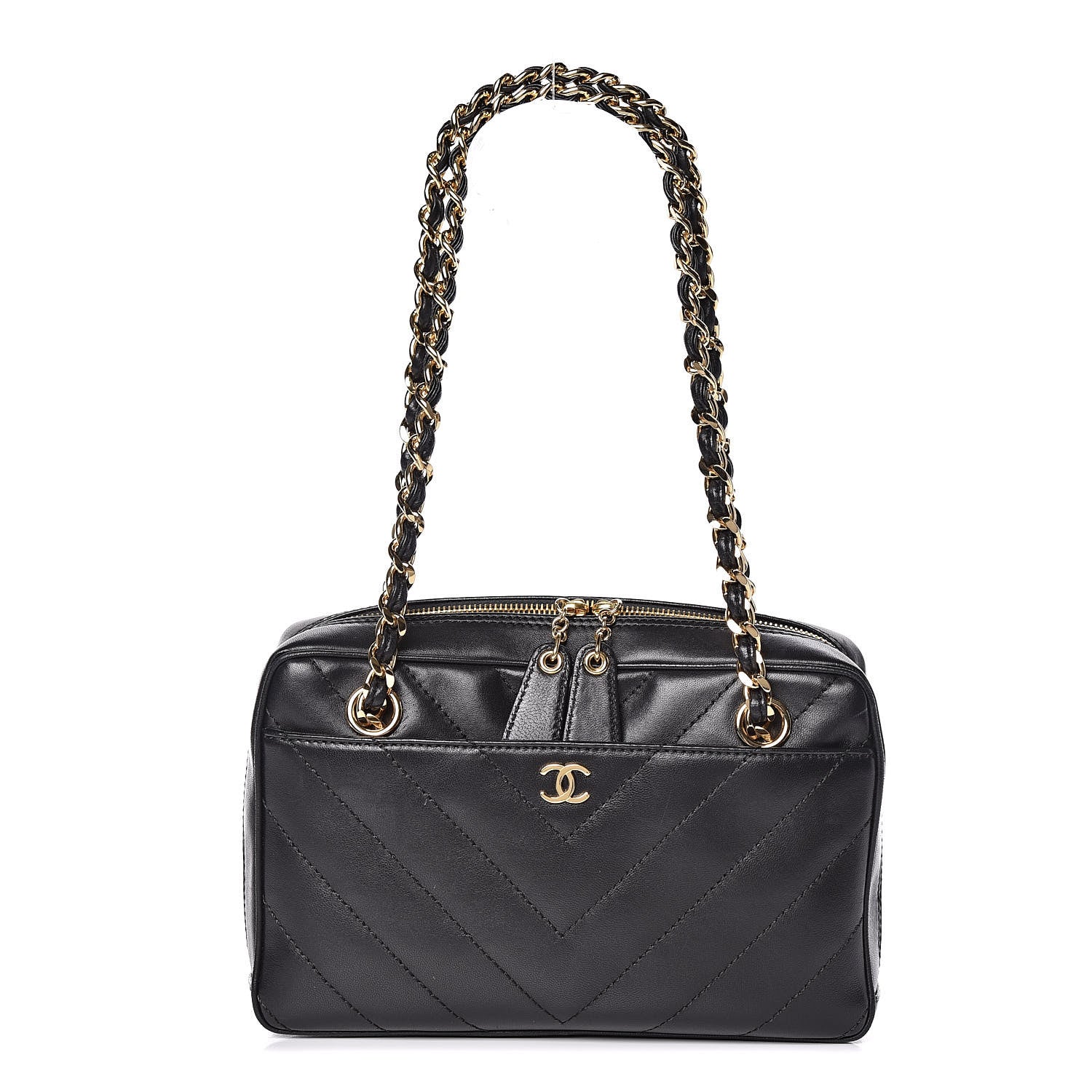 Chanel Lambskin Chevron Quilted Camera Case Black 1 of 11