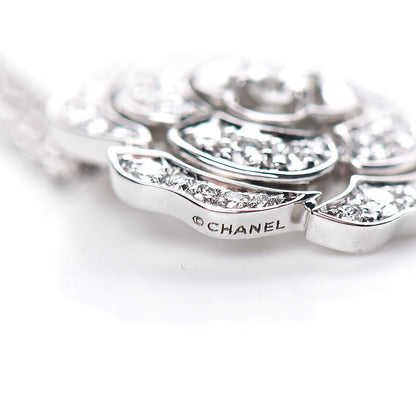 Chanel 18K White Gold Diamond Bouton de Camelia Pendant Necklace 7 of 7