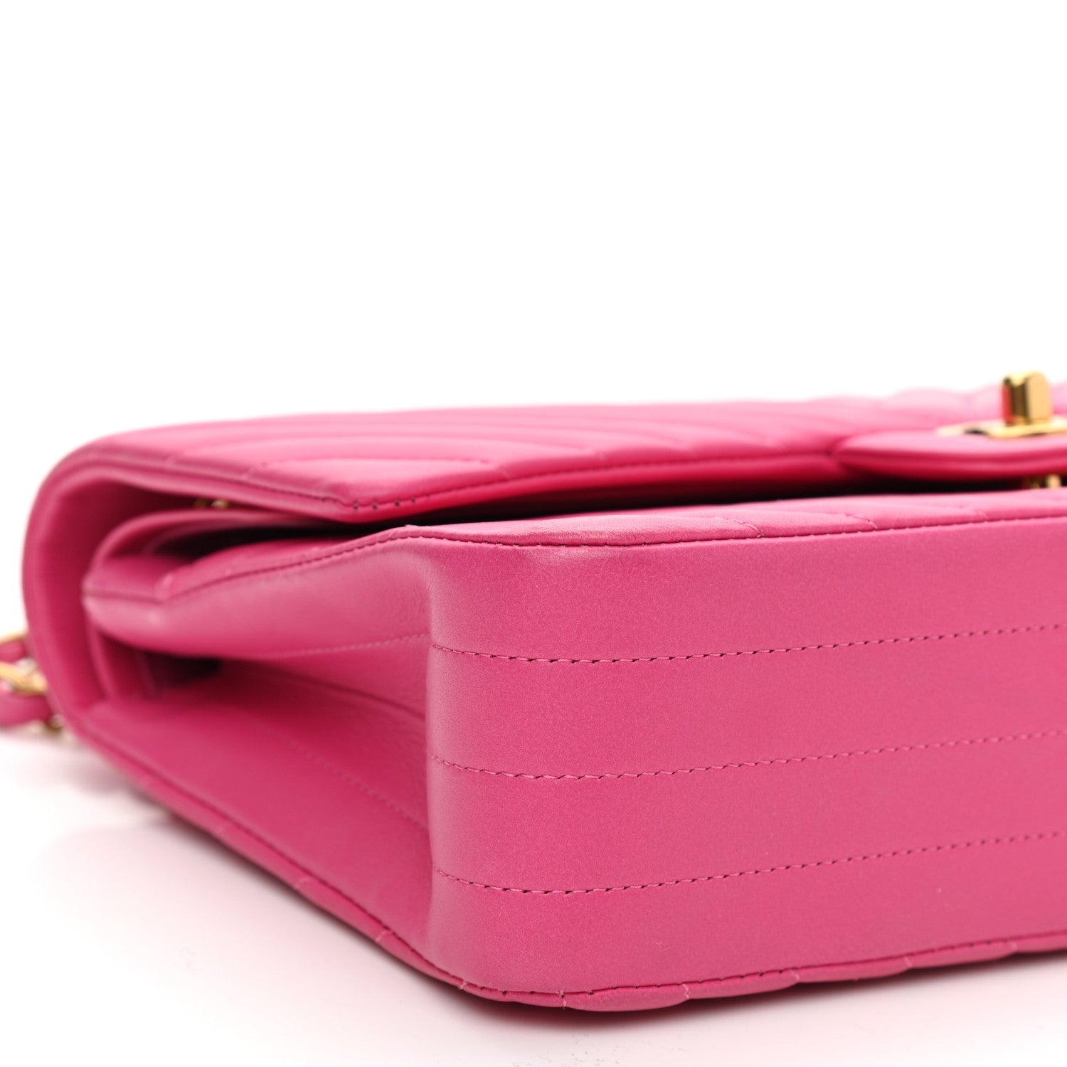 Chanel Lambskin Chevron Quilted Medium Double Flap Pink 9 of 12