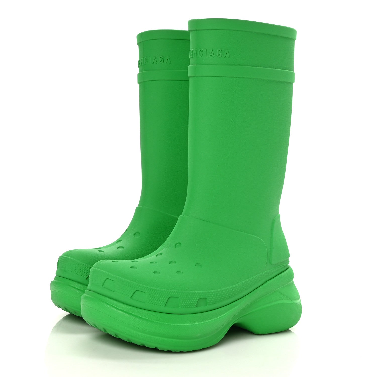 Balenciaga X CROCS Rubber Womens Rain Boots 41 Grass Green 3 of 7