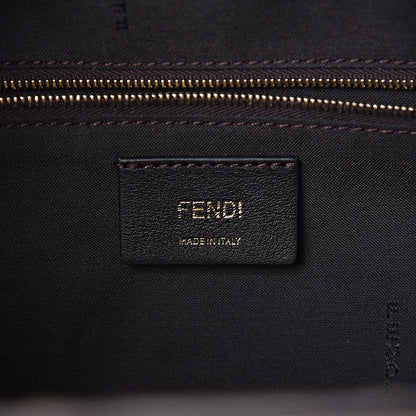 Fendi Glazed Fabric Vitello Century FF 1974 Stamp Patch Small Boston Mogano Panna Caramello 6 of 10