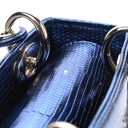 Christian Dior Metallic Lizard Mini Lady Dior Blue 12 of 13