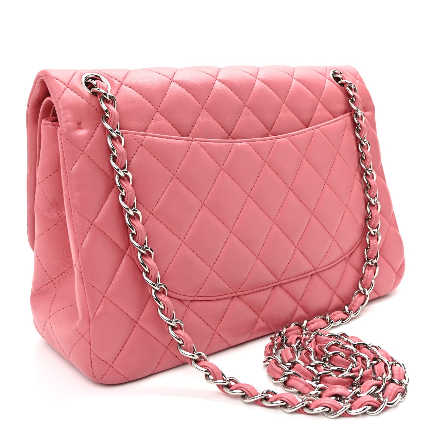 Lambskin Quilted Jumbo Double Flap Pink