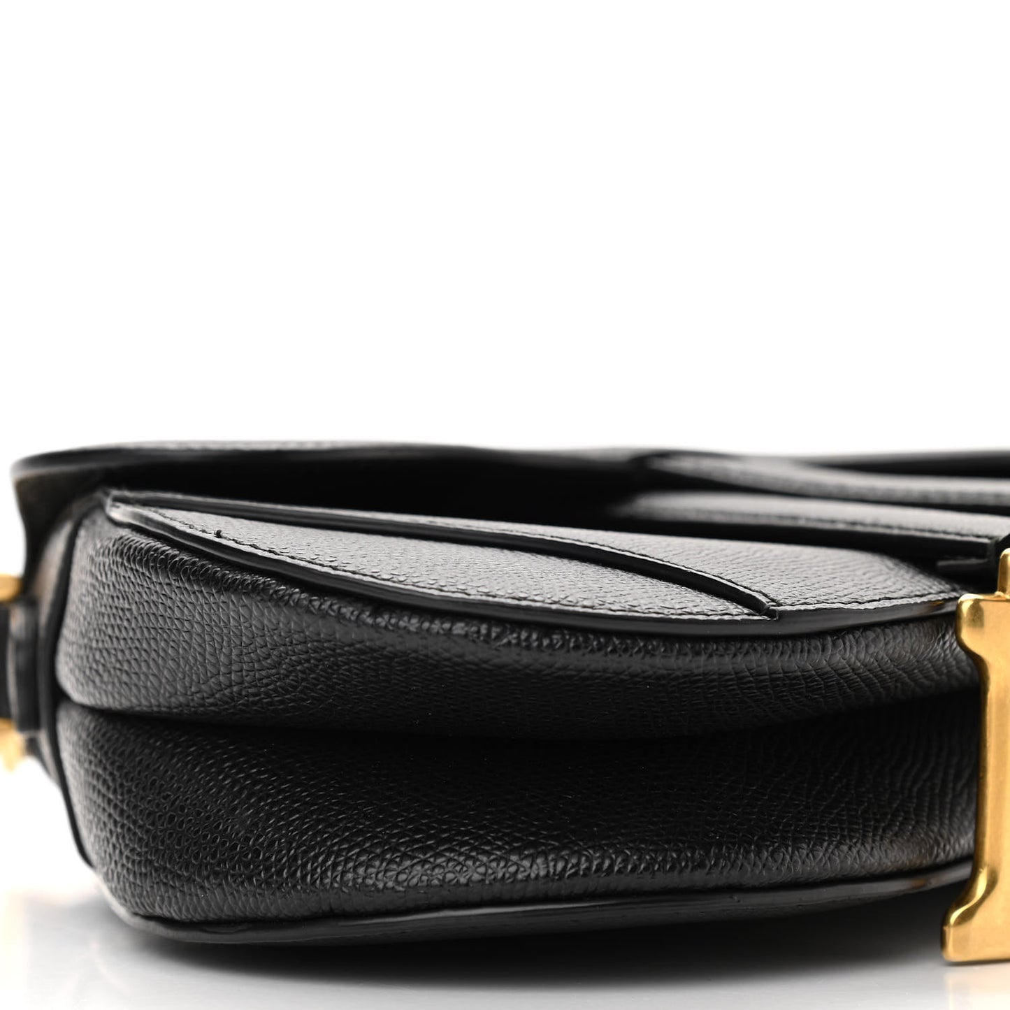 Grained Calfskin Mini Saddle Bag Black