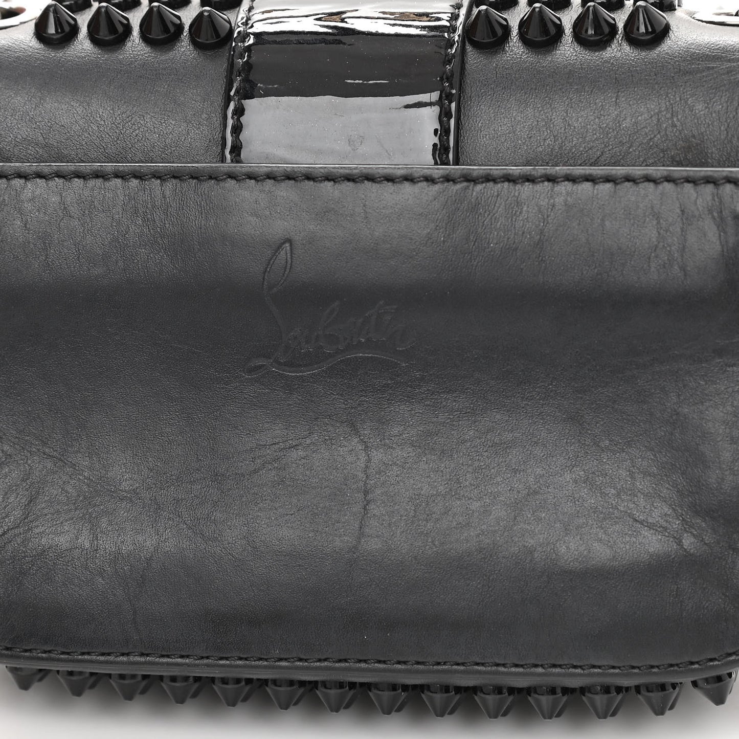 Calfskin Spikes Sweety Charity Crossbody Bag Black
