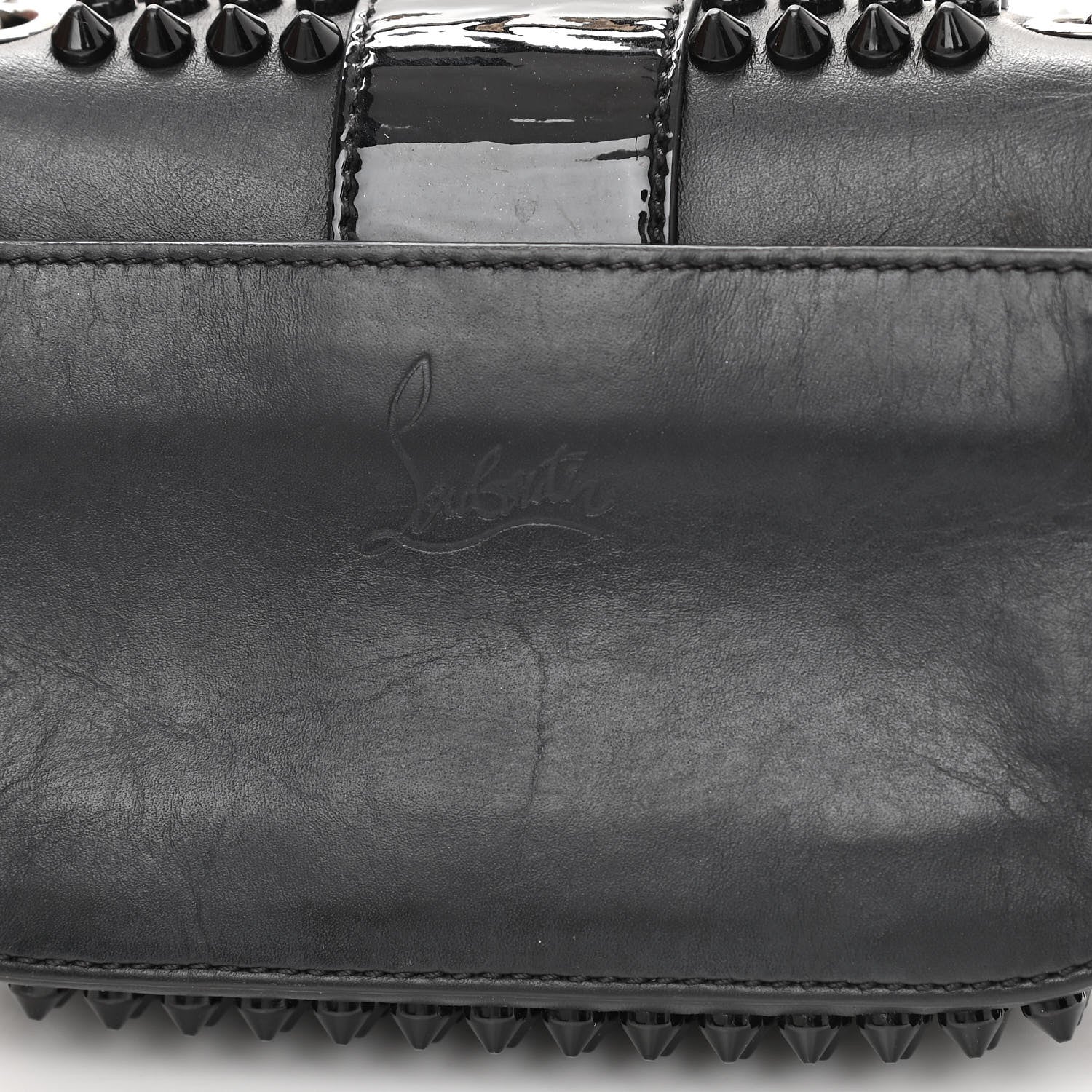 Christian Louboutin Calfskin Spikes Sweety Charity Crossbody Bag Black 11 of 13