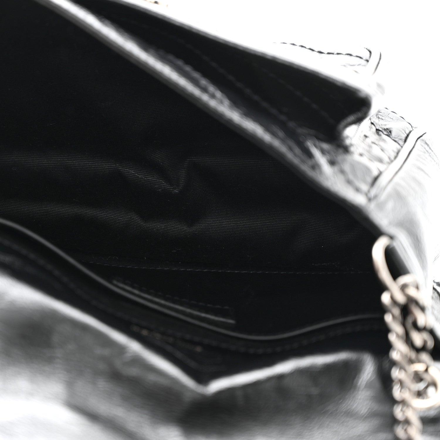 Saint Laurent Crinkled Lambskin Matelasse Monogram Baby Niki Chain Satchel Black 5 of 11