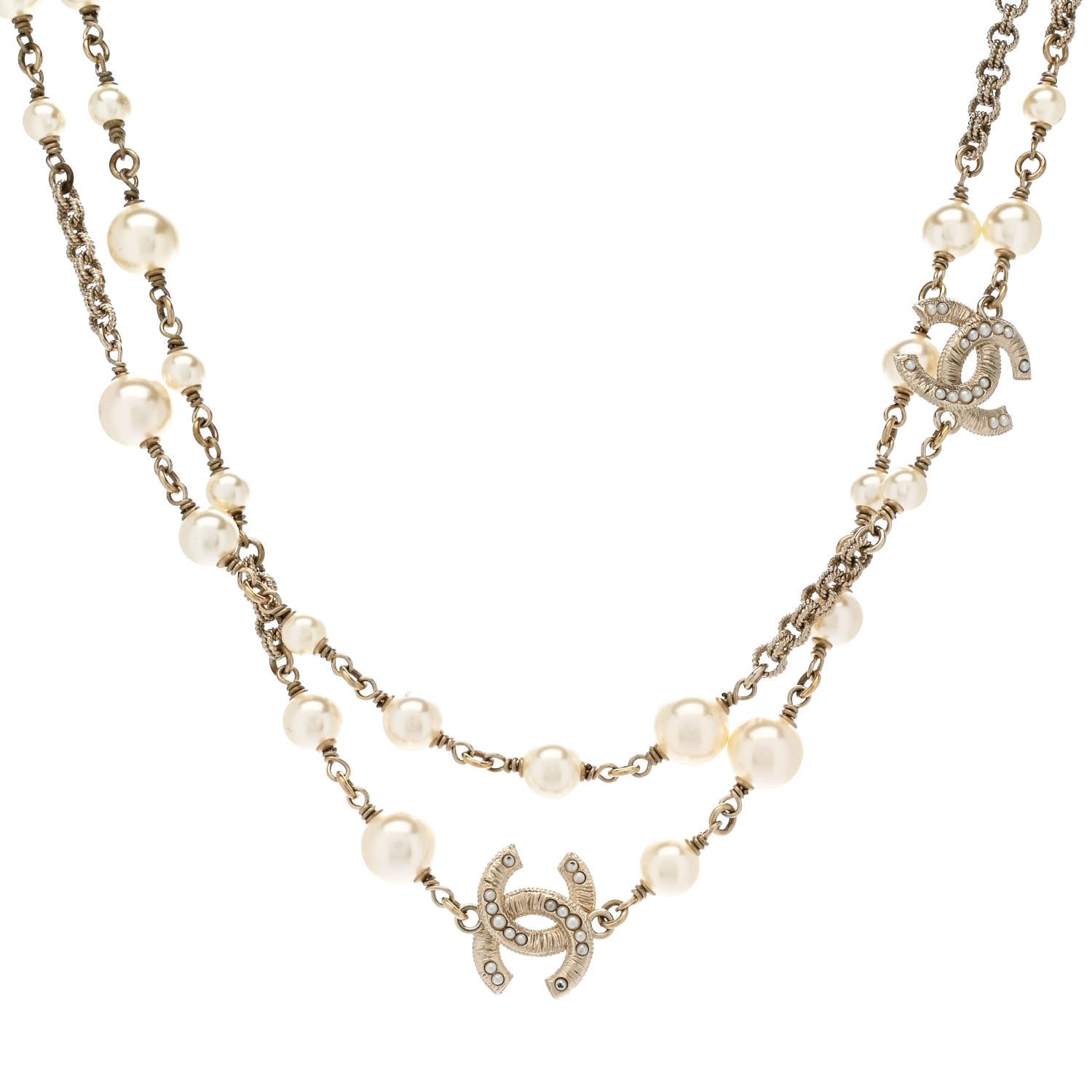 Chanel Pearl CC Necklace Light Gold 1 of 7