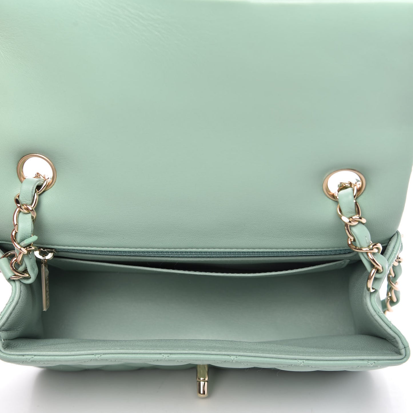 Lambskin Quilted Mini Rectangular Flap Light Green