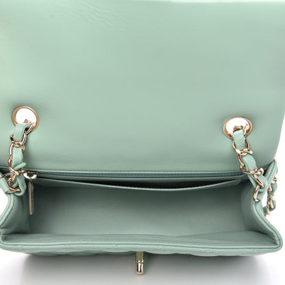 Chanel Lambskin Quilted Mini Rectangular Flap Light Green 5 of 11
