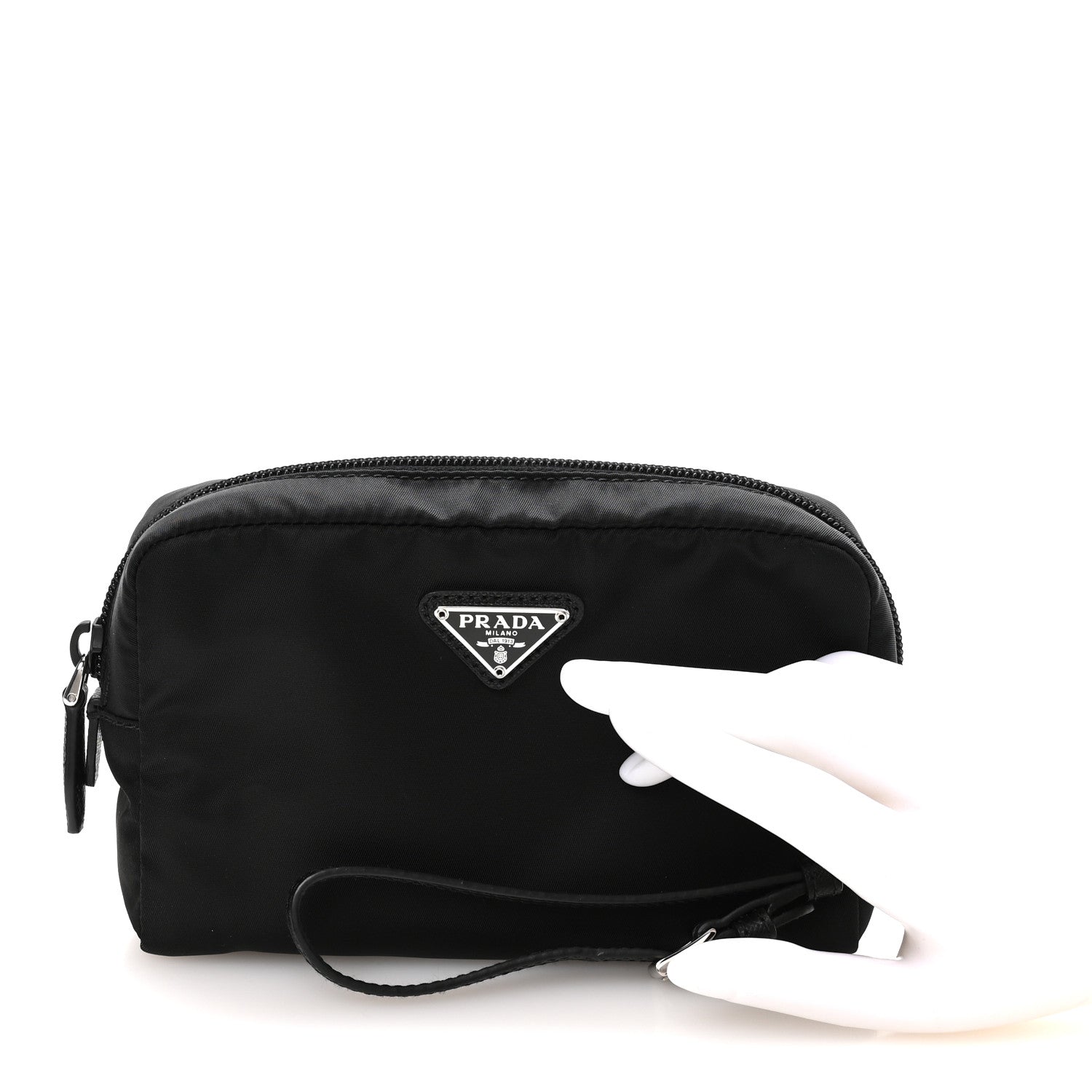 Prada Re-Nylon Saffiano Pouch Wristlet Black 2 of 8