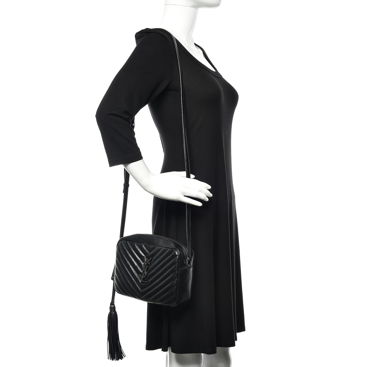 Saint Laurent Calfskin Matelasse Monogram Lou Camera Bag Black 2 of 16