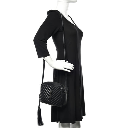 Saint Laurent Calfskin Matelasse Monogram Lou Camera Bag Black 2 of 16