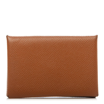 Hermes Epsom Calvi Card Case Gold 1 of 9
