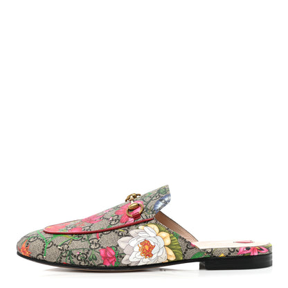 Gucci GG Supreme Monogram Flora Womens Princetown Slippers 40 Beige Ebony Multicolor Rosso 1 of 8