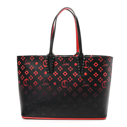 Christian Louboutin Perforated Calfskin Degrade Small Loubinthesky East West Cabata Tote Black Red 1 of 11