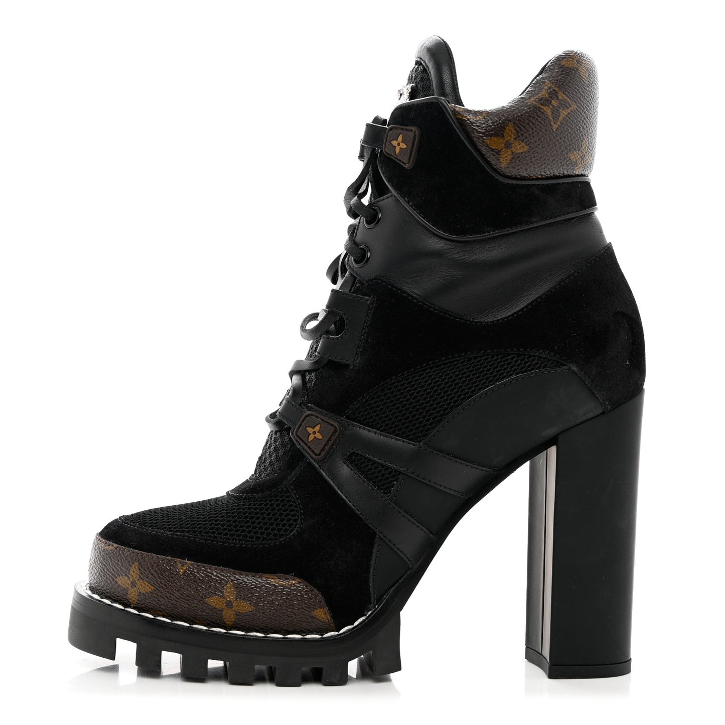 Suede Calfskin Monogram Star Trail Ankle Boots 40 Black