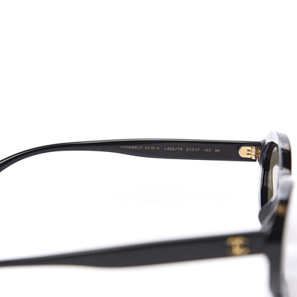 Chanel Acetate 24K Gold Mirror Oval Sunglasses 5416-A Black 5 of 7