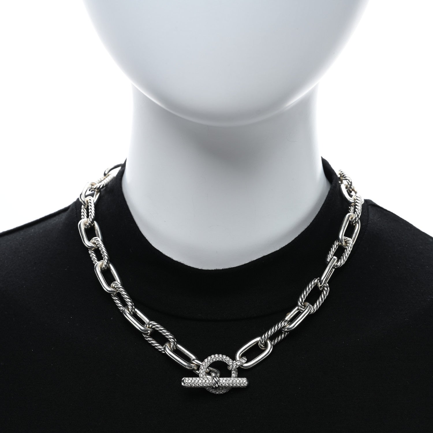 David Yurman Sterling Silver Diamond 11mm Madison Toggle Chain Necklace 2 of 5