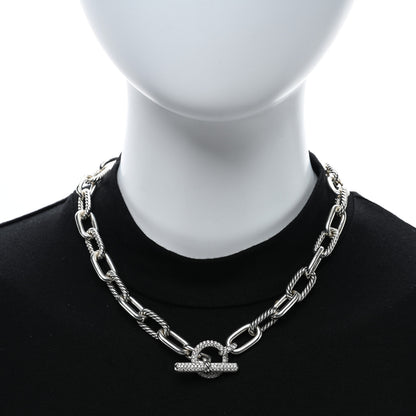 David Yurman Sterling Silver Diamond 11mm Madison Toggle Chain Necklace 2 of 5