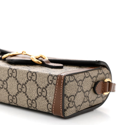 Gucci GG Supreme Monogram Mini Horsebit 1955 Shoulder Bag Beige Brown Sugar 10 of 12