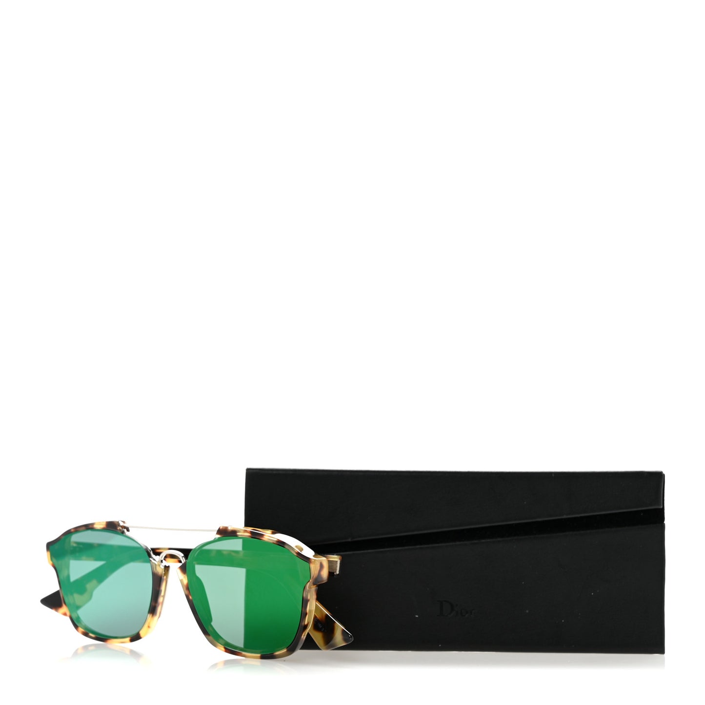Abstract Square Mirrored Sunglasses Spotted Havana Green