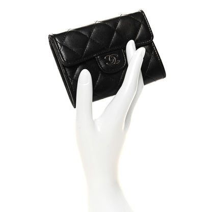 Chanel Lambskin Quilted Flap Card Holder Wallet Black 2 of 11
