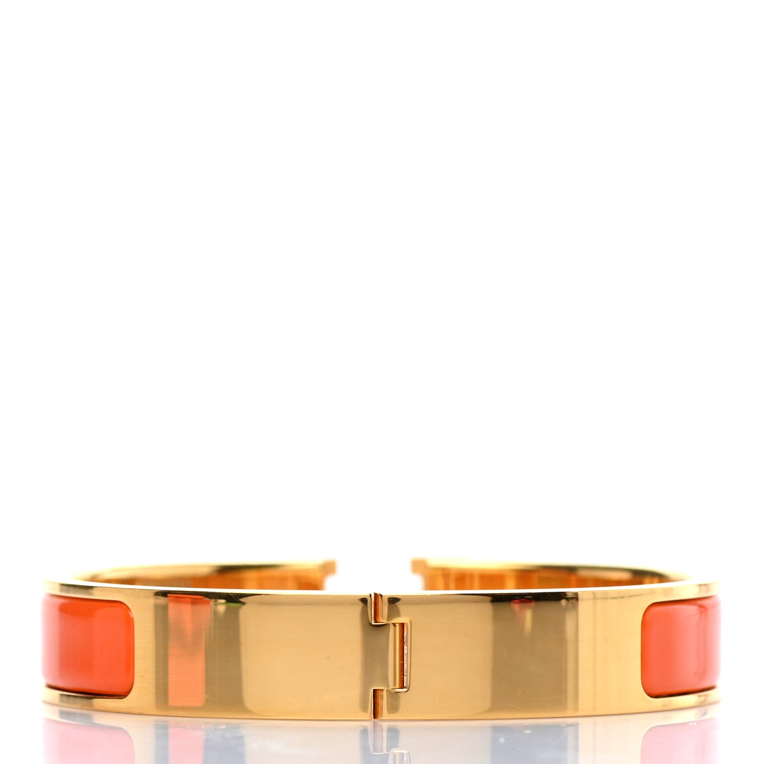Hermes Enamel Narrow Clic Clac H Bracelet GM Orange 2 of 4
