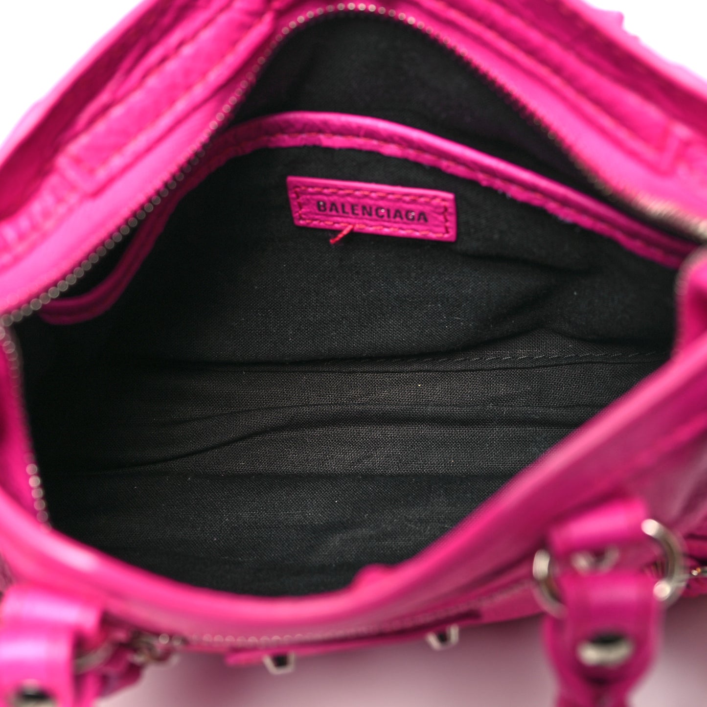 Agneau Classic Gold Hardware Nano City Fuchsia